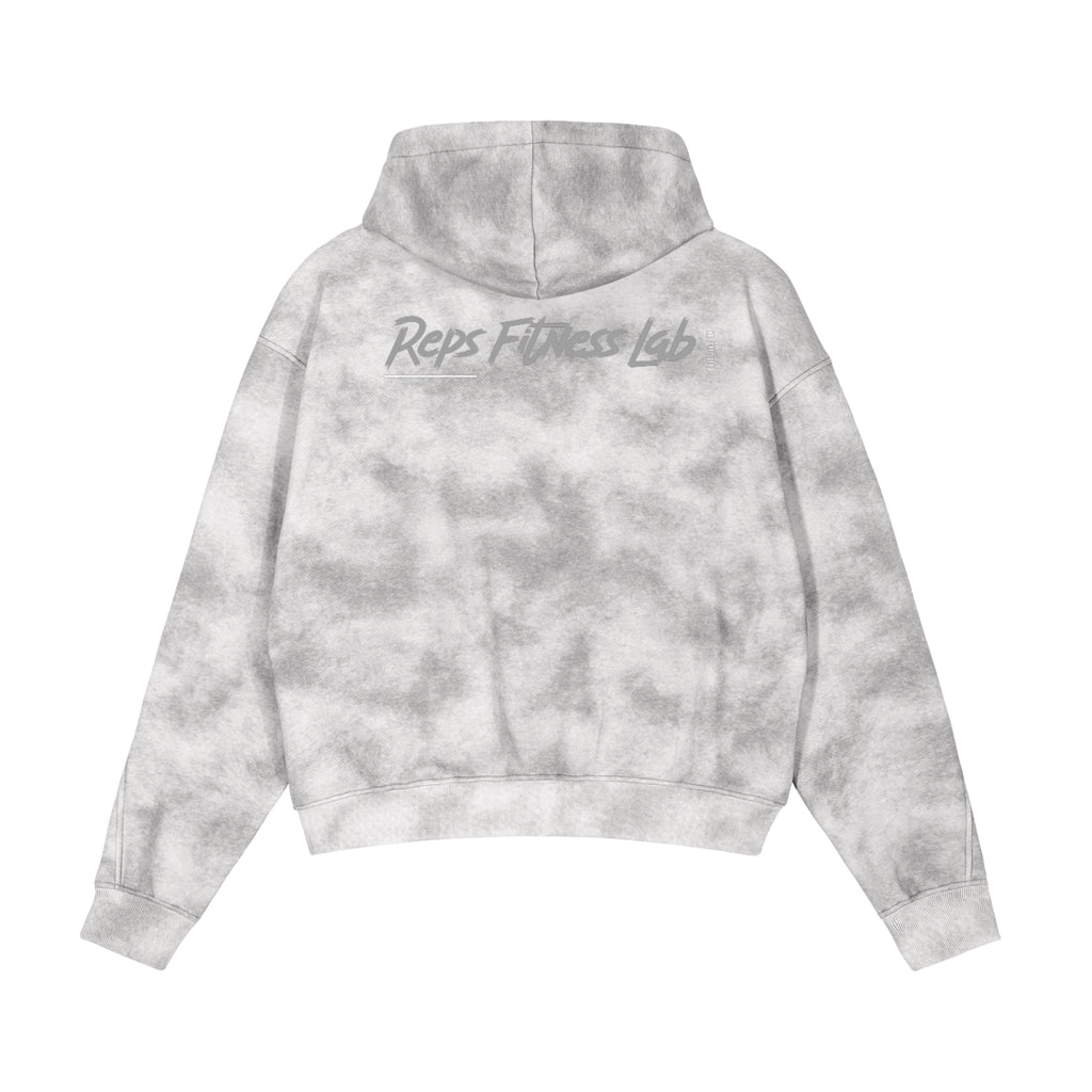 Dirty Washed Zip-Up Fleece Hoodie
