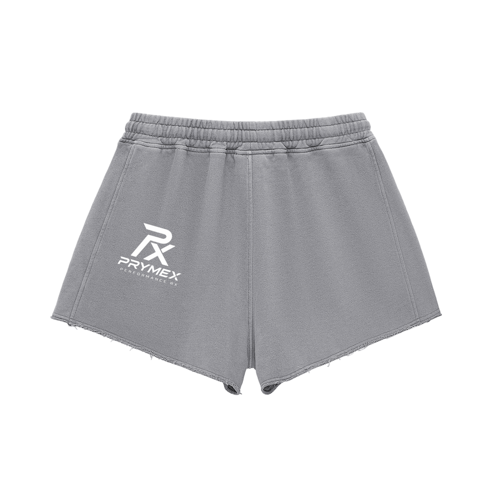 Snow Washed Raw Edge Drawstring Shorts