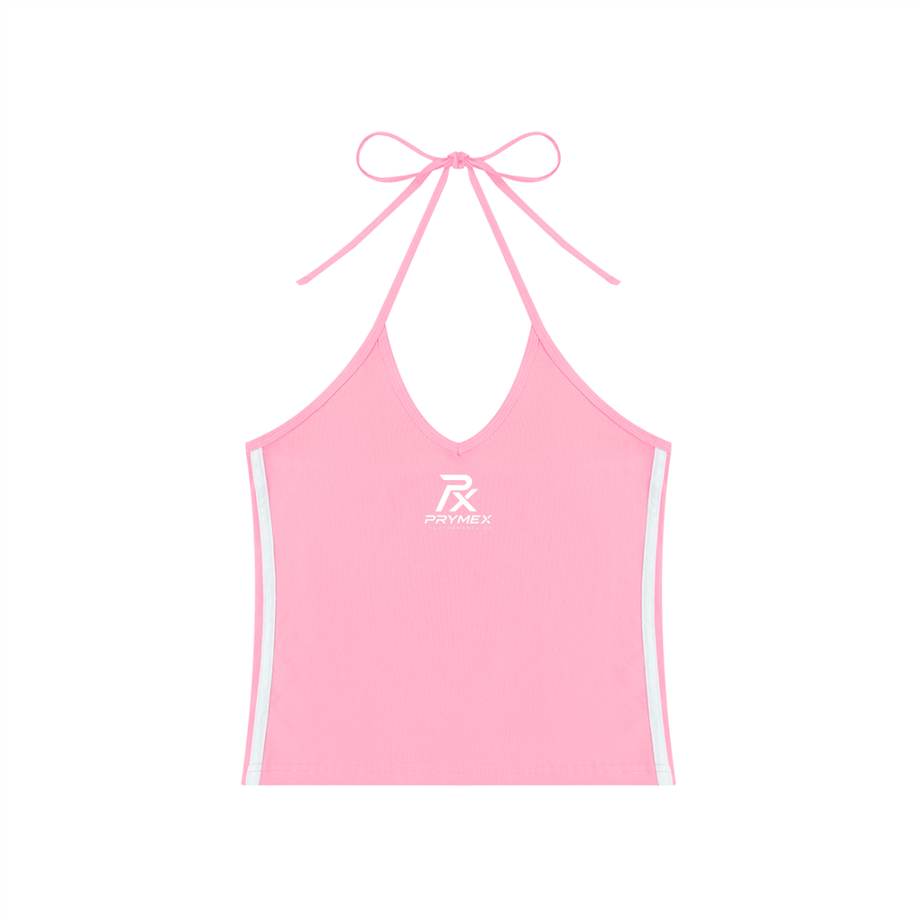 Women's Color Block Halter Crop Tank Top