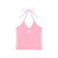 Women's Color Block Halter Crop Tank Top