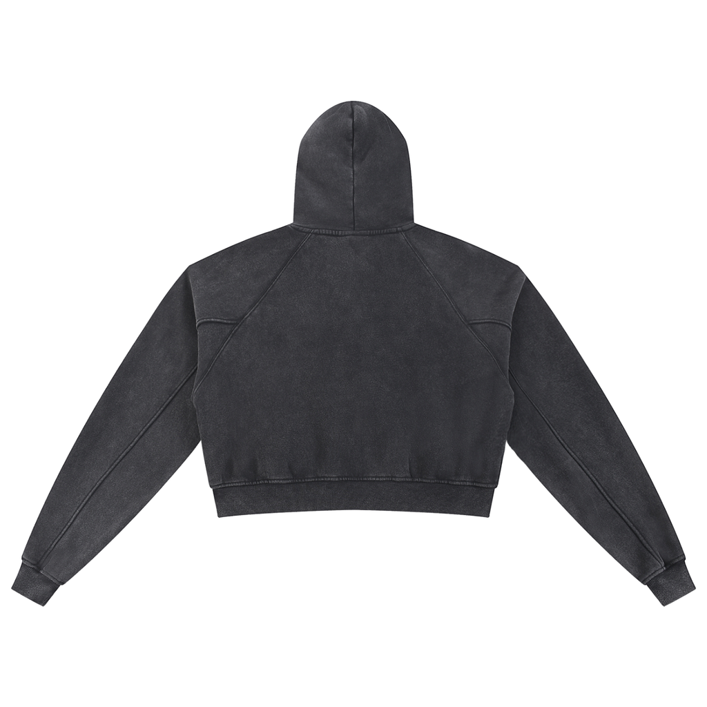 Women Cropped Snow Washed Cropped Hoodie