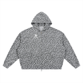 Unisex Leopard Print Waffle Full Zip Hoodie