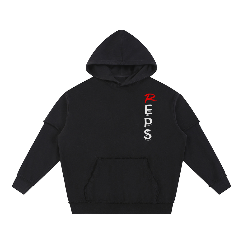 Snow Washed Raw Edge Double Layered Hoodie