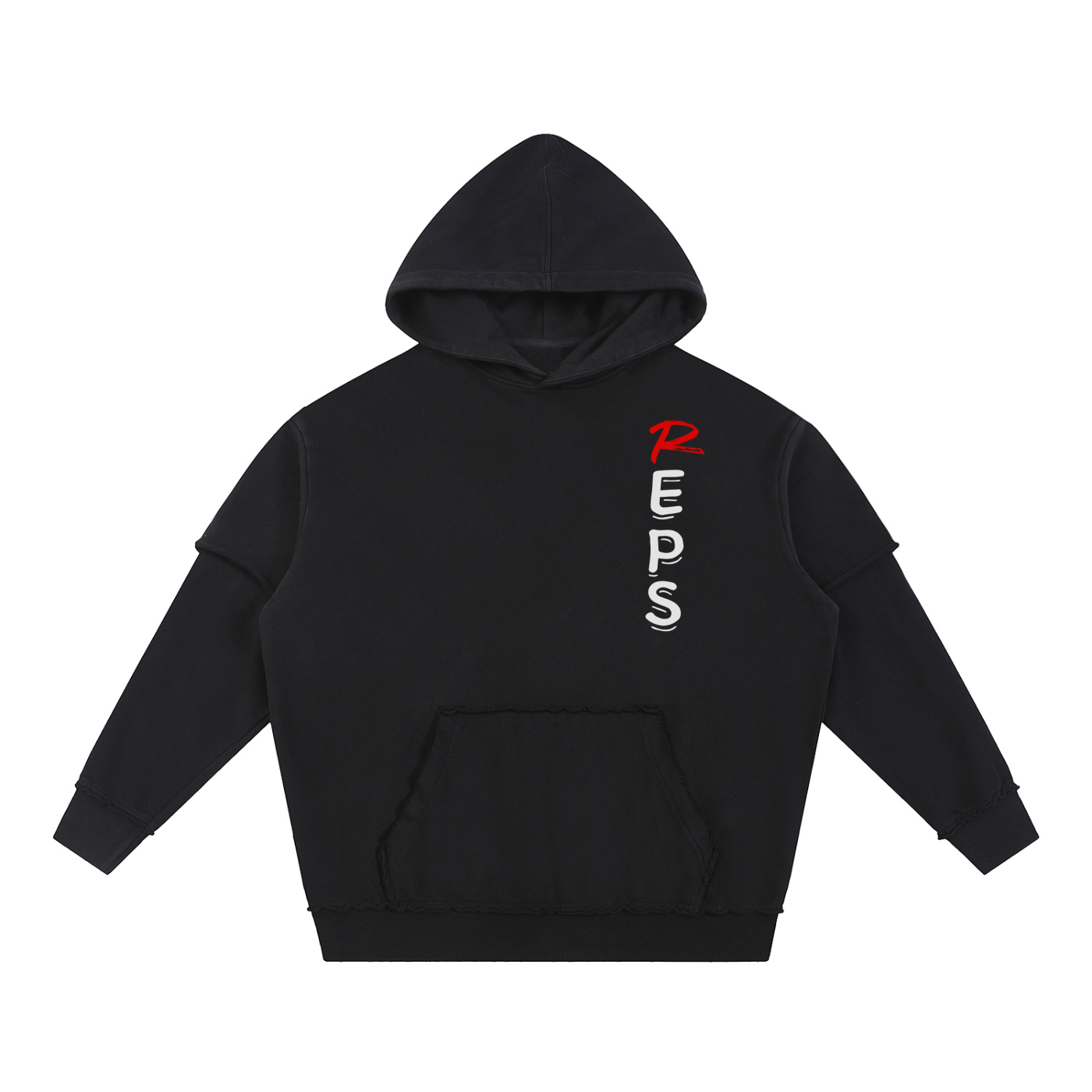 Snow Washed Raw Edge Double Layered Hoodie