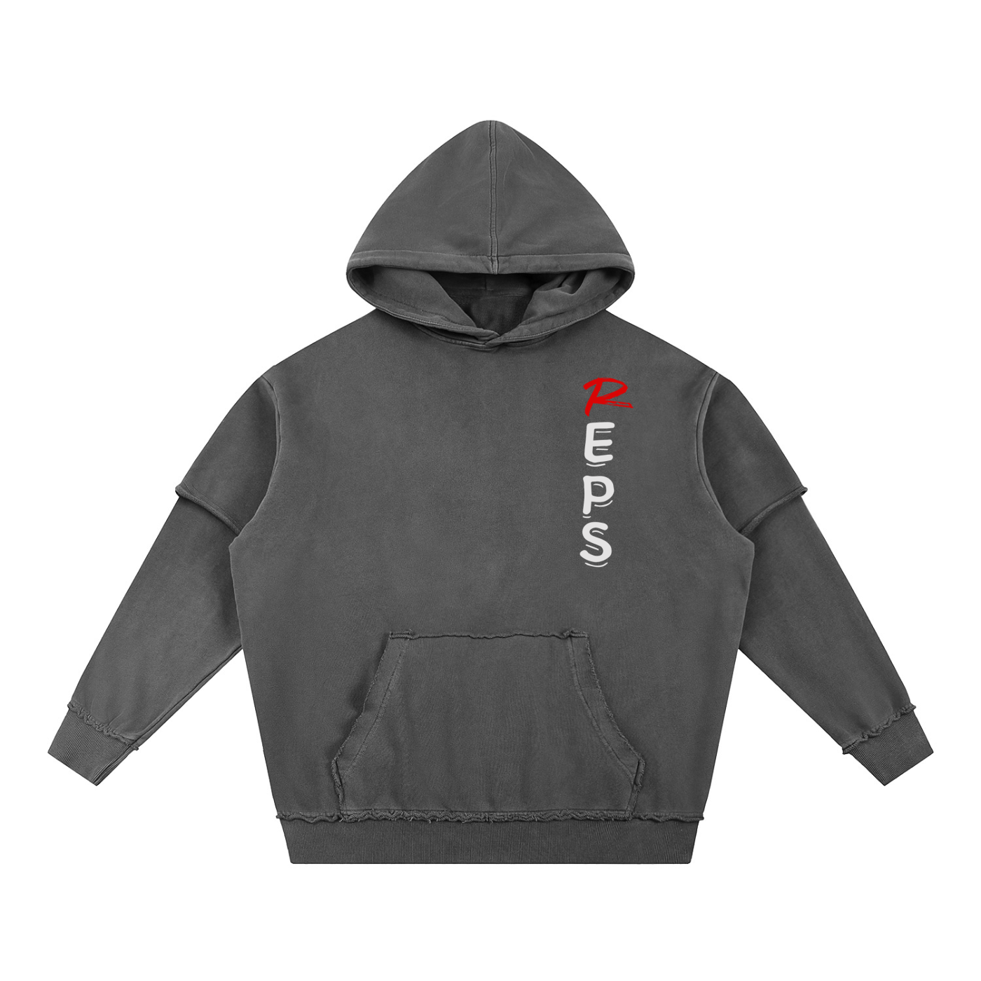 Snow Washed Raw Edge Double Layered Hoodie