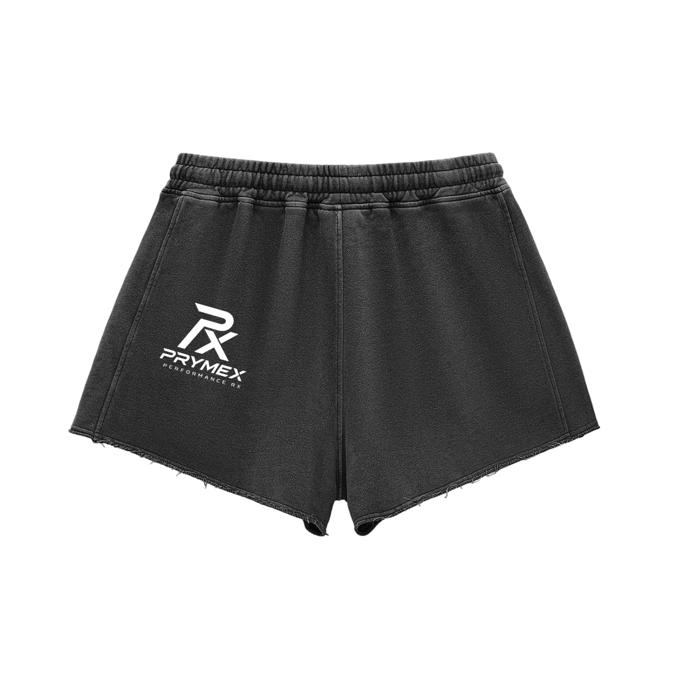 Snow Washed Raw Edge Drawstring Shorts