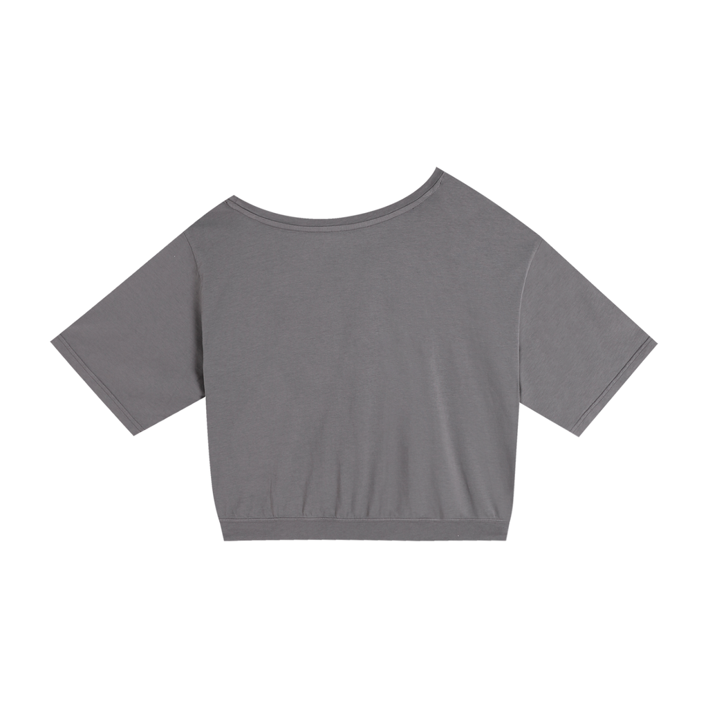Women Asymmetric Shoulder Oversized Cotton T-Shirt