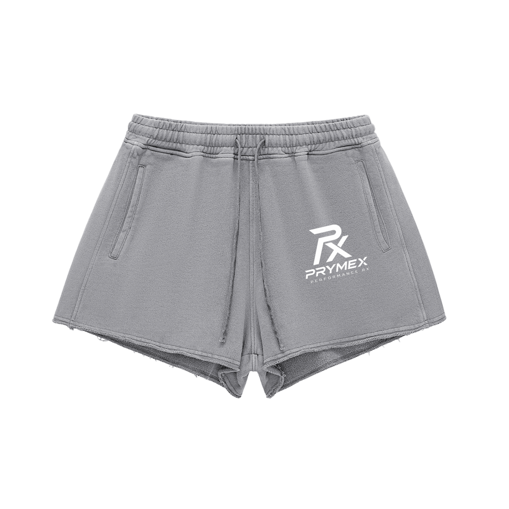 Snow Washed Raw Edge Drawstring Shorts