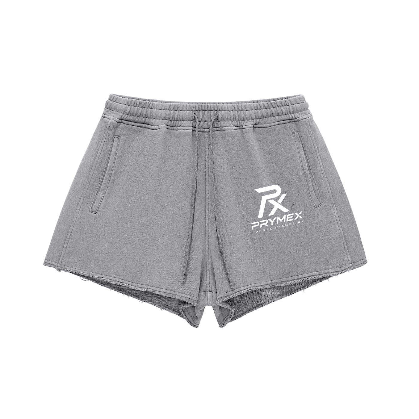 Snow Washed Raw Edge Drawstring Shorts