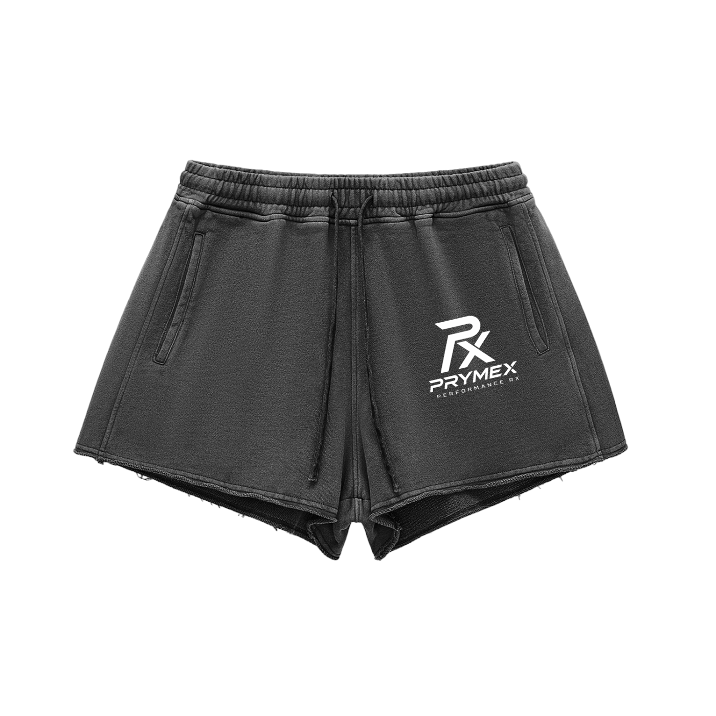 Snow Washed Raw Edge Drawstring Shorts